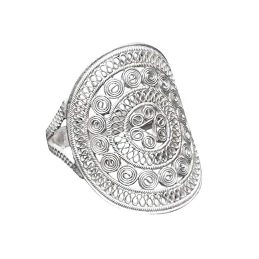 100 % handgjord Miao Hmong ren silverring 999 filigran damer fjäril blomma design vintage etnisk stil - Fair Trade 103