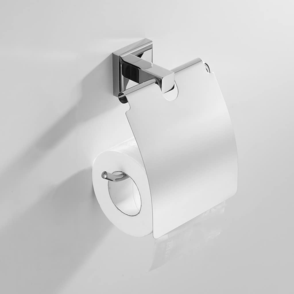 LSLYTQ Bathroom Hardware Set, Silver Full Copper Wall Mounted, Towel Ring, Tissue Rack, Hair Dryer Rack, Soap Net, Toilet Brush