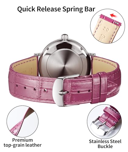 Image of BINLUN Leather Watch Band Genuine Calfskin Replacement Watch Strap Quick Release Crocodile Pattern 10 Colors 13 Sizes for Men Women(10mm,12mm,14mm,16mm,17mm,18mm,19mm,20mm,21mm,22mm,23mm,24mm)