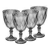 VITTORI Copas Vidrio Vino tinto Labrada Agua Cristal 335 ML (4, Humo)