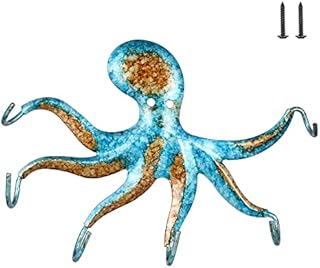 Tomfeel Metal Octopus Wall Hook Vivid Animal Hanger Sea Theme Handicrafts Dureble 6 Hooks Accessories Hanger Wall Decoration for Coats Bags Key