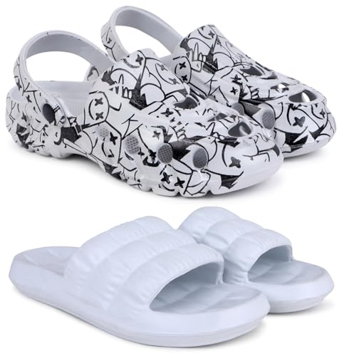 Image of Pampy Angel Combo Pack of 2 Slipper /Flip Flops /Slides /Clogs /Sandals with Adjustable Back Strap for Men (Cl-A-Smarti,Box)