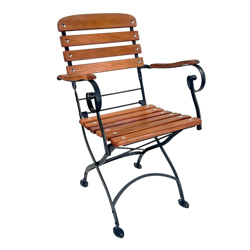 Image of BrackenStyle Newark Folding Arm Chair, Hardwood Slats