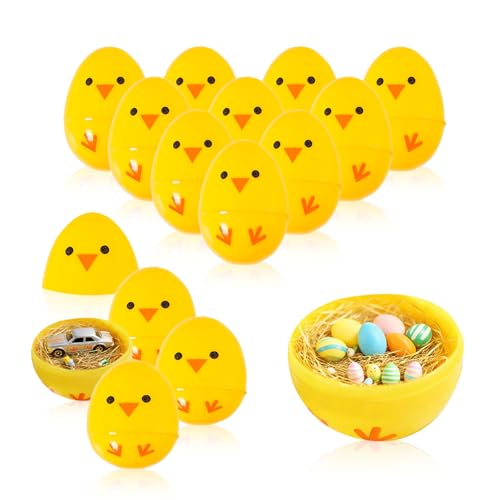 SilverChry Lot de 36 œufs de Pâques à remplir - En plastique coloré - À suspendre - Petits œufs de Pâques à suspendre - Œufs à remplir de Pâques -...