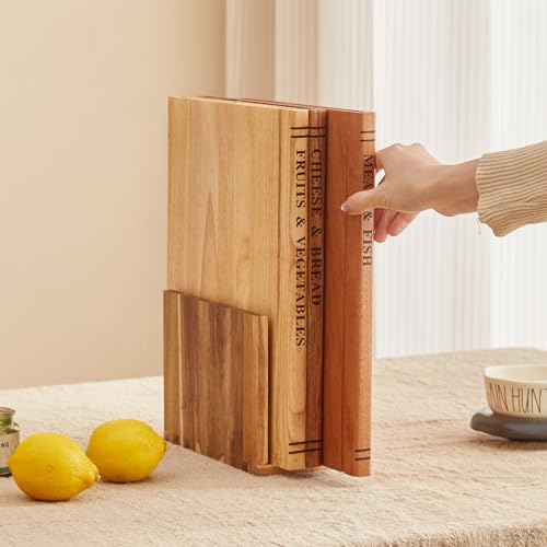 Set de 3 tablas de cortar decorativas forma libro miniatura 4