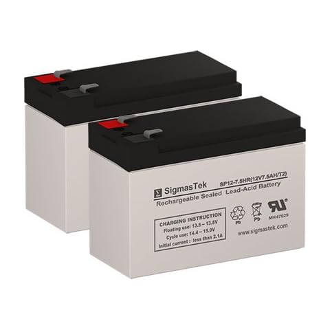 SigmasTek Set of 2 12 Volt 7.5 Amp T2 (F2 -.125") Sealed Lead Acid Batteries Cover