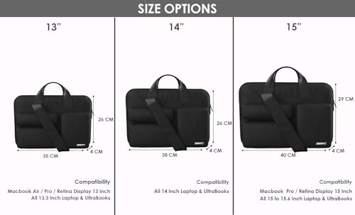 Image of Probus 360 Protective Laptop Shoulder Bag for 15.6 Inch Laptop /MacBook /Chromebook /Notebook Water Resistant Sleeve Case Cover Office Bag - Black