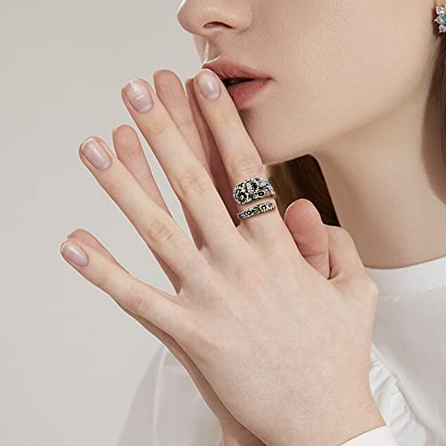 Cawsug Elegance Daisy Spoon Ring For Women Open Adjustable Vintage Silver Floral Thumb Jewelry Statement Fashion Gift (Vintage Silver, Adjustable) #TOP3