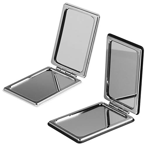 Lurrose 2Pcs Espelho Cosmético Compacto Espelho de Maquilhagem de Bolso Quadrado Dobrável Espelho de