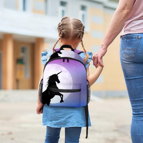 Sac à dos licorne au clair de lune léger avec poches de bouteille