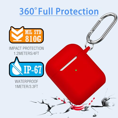 MHYALUDO Compatible with Airpods Case Cover with Cleaning Kit & Keychain, Compatible with Airpods 2nd Generation 2019,1st Gen 2016, Soft Protective Compatible with Apple AirPods Case,Red - Image 3