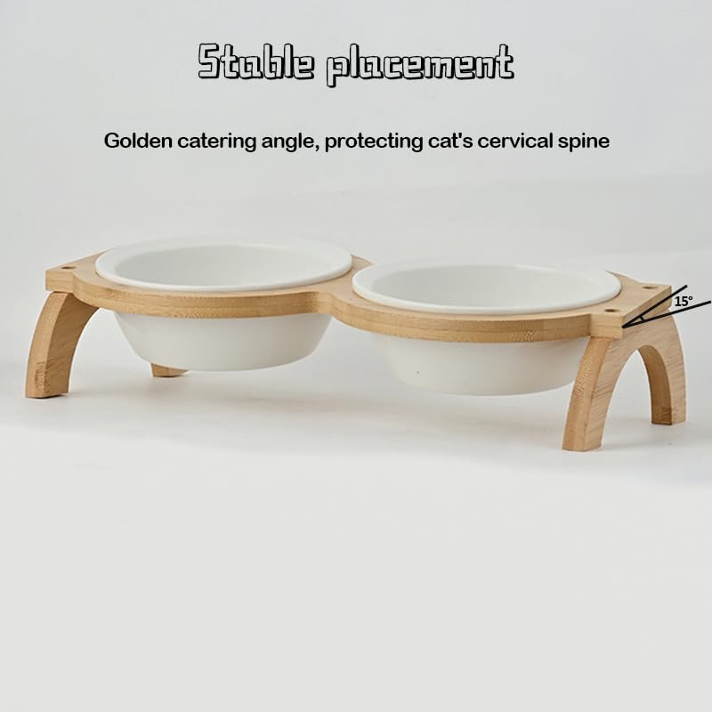 Gamelles surélevées pour chiots et chats d'intérieur avec support complet en bambou - 3