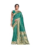 Glory Sarees Sari Banarasi en soie avec chemisier pour femme (Kalamkari110_Parent), Rama, taille unique