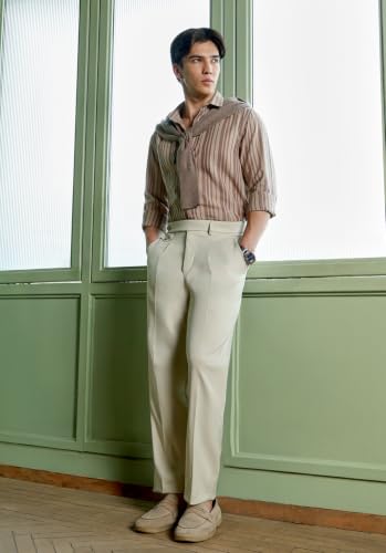 CAHOOT Men Extended-Button Pleated Tailored Trousers - Image 7