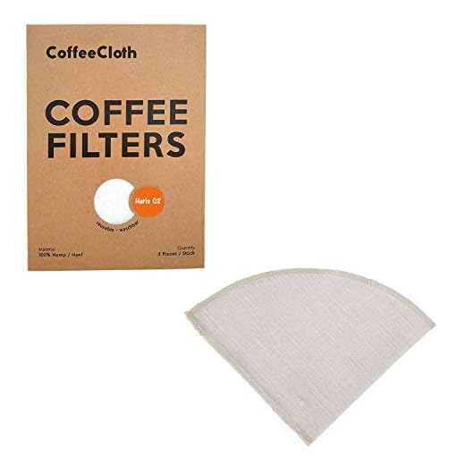 Earthtopia Uppsättning av 3 återanvändbara kaffefilter av tyg | 100 % hampa | filterpåsar för kaffebryggare och handfilter | Permanentfilter återanvändbara filter (3, Hario 02)