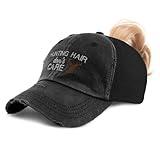 Speedy Pros Womens Ponytail Cap Hunting Hair Don't Care Hunting Deer Cotton Haircut Distressed Trucker Caps Black Design Only