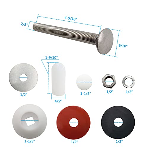 Bydorunce Db-Tb-M White Diving Board Mounting Bolt Kit Replacement For Two Hole Residential Diving Boards Includes Bolts Washers Nuts #TOP5