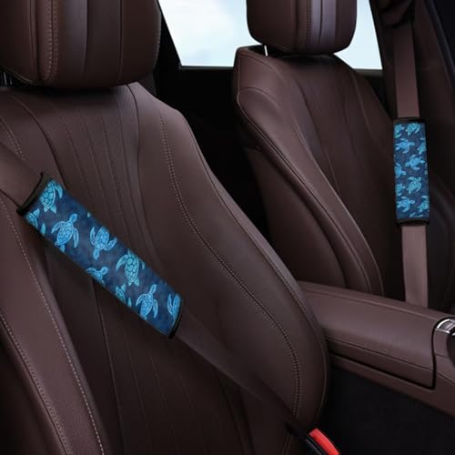 Image of AFPANQZ Blue Sea Turtle Auto Seat Belt Cover Pads for Men Women 2 Piece Safety Seatbelt Pad Cushion Universal Fit for Truck Van Sedans SUVs Bohemian Red Shoulder Strap Pads