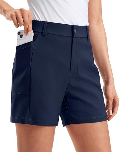 G Gradual Womens 5 Golf Hiking Shorts with Deep Pockets Stretchy Outdoor Womens Shorts Dressy Casual Walking Travel Navy Blue Small