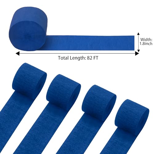 Image of patypire Navy Blue Crepe Paper Streamers 4 Rolls 328ft, Pack of Party Streamers for Party Decorations, Crepe Paper for Birthday, Baby Shower, Wedding Party Decorations (1.8 Inch x 82 Ft /Roll)