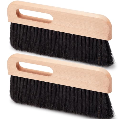 2 Pcs Concrete Brush Horsehair Bristles 12 Inch Length Masonry Brush Wood Backed Concrete Broom for Masonry and Mortar Work Black Horsehair Fibers