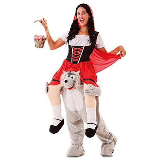 Disfraz de Caperucita Roja a hombros de Lobo para adultos