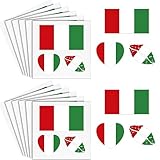 20 Tatouages Temporaires Italie, Drapeau Italien Imperméable, Stickers Corps et Visage pour Supporters de Football Rugby, Accessoires Fan pour Euro, Coupe du Monde et Fêtes Sportives