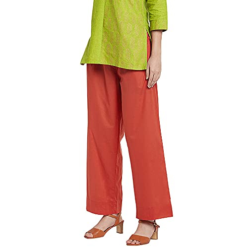 Image of GO COLORS Women Blue Stripe Cotton Wide Pants