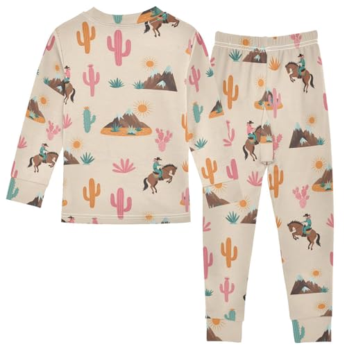 Pajama Sets Long Sleeve Desert Landscape with Cacti Soft Comfy Sleepwear 2 Piece PJS 3-8T3