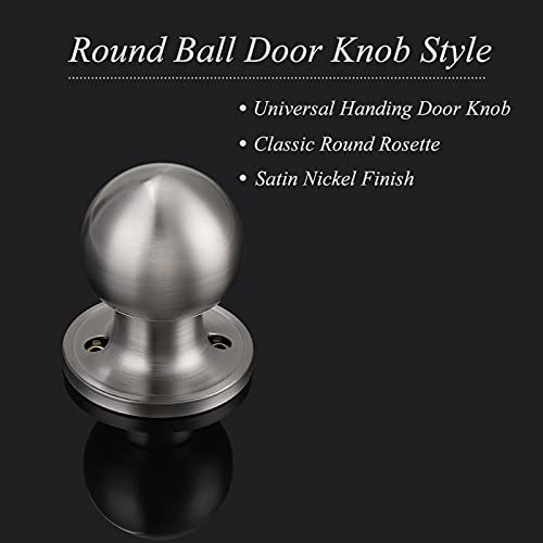 Probrico 4 Pack Dummy Door Knobs Brushed Nickel Finish, One Side Dummy Lever, Stainless Steel Half Handle For French Doors, Round Ball Knob #TOP1