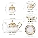 fanquare 21 Pieces Porcelain Tea Set with Sugar Bowl Creamer, Cup and Saucers for 6, Royal Floral Tea Service with Gold Trim for Party Wedding Birthday Gifting