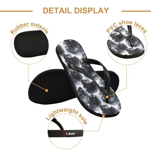 Flip Flop Sandals Surreal Skull Print for Women Men Beach Outdoor XS3