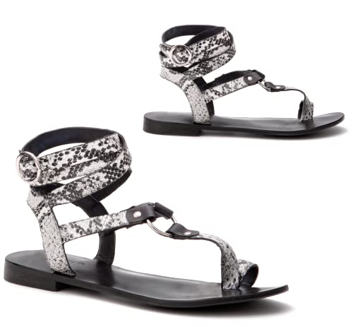 Vintage Foundry Co Women's Vina Open Toe Ring Wrap T-Strap Strappy Gladiator Fisherman Thong Slingback Ankle Strap Sandals W Adjustable Buckle Flat Leather Outsole 4 Beach Cruise Wedding Spot Poolside; Size 7 #TOP2