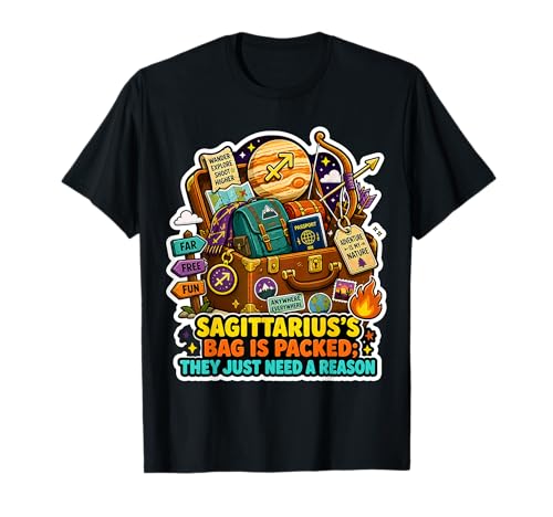 Sagittarius Travel Adventure Wanderlust Explorer Packed Life T-Shirt
