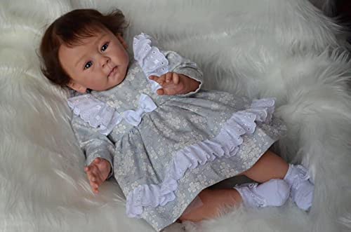 KOKOMANDY Realistic Reborn Toddler Dolls Girl 23 inch 58cm Soft Body Blue Eyes Rooted Curly Hair Looking Real Lifelike Baby Weighted Doll Handmade Gifts for Children Toy