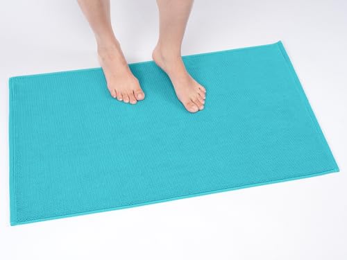 Image of Cotton Paradise 100% Cotton Turkish Bathmat Rug, Soft Absorbent Quick Dry Non Slip, 20x34 Bathmat Rug, Turquoise
