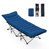 OLIXIS Camping Cot, Camping Bed, Sleeping Cot, Rollaway Bed | Portable Folding for Indoor Outdoor, 3.5 Inch Cushion, 440 LBS Sturdy Frame, Compact Carry Storage, Blue