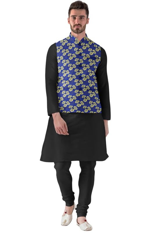Men's Jacquard Printed Full Sleeve Waistcoat (Blue, 38)-PID53488-picture-44