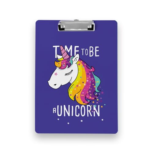 Image of Clipboard Drawing, Writing, Exam Board with Clip (Size - 24x36 cm) Sturdy, Lightweight for Office, School, College - Time to Be A Unicorn