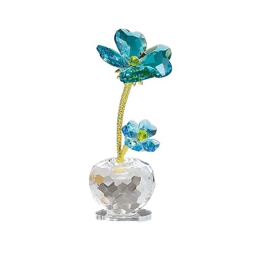 Huffa Lakeblue Crystal Lucky Grass Desk Decoration For Home Office Feng Shui Ornament