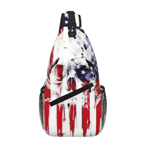 Sac à dos à bandoulière avec motif tête de mort sacoche légère et ajustable homme