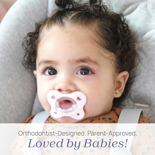 Image of Chicco PhysioForma Dual Soft Orthodontic Pacifier for Babies 2-6 Months, 100% Soft Silicone, Supports Breathing, One-Piece Design, Included Sterilizing Case, BPA Free, 2-Pack, Pearl /Ballet Slipper
