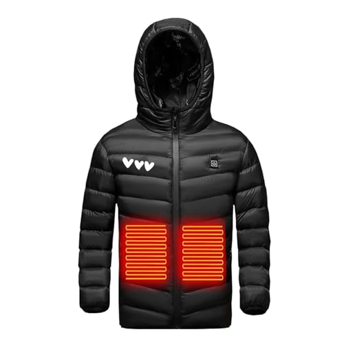 Heated Jacket for Kids Hood Jackets Boys Girls 3 Heating Zones Heated Coat USB Electric Body Warmer Waterproof Jacket3