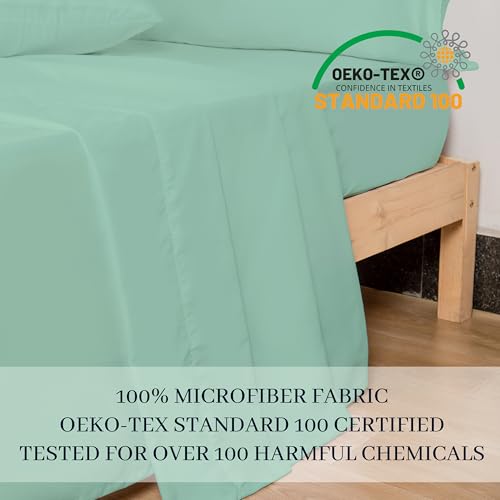 HBHLFZ Twin XL Flat Sheet - Ultra Soft Polyester Top Sheet - Hotel Quality Bed Sheets - Comfortable Wrinkle-Free - Easy to Care for - 1 Twin XL Flat Sheet Only(Twin XL,Green)