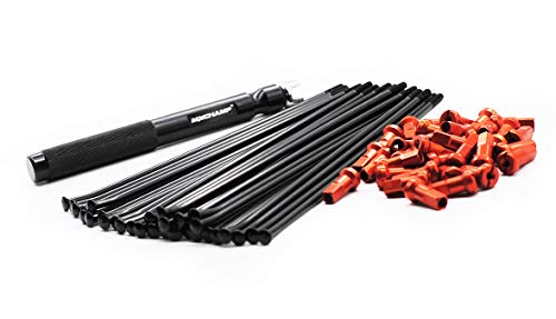 MXCHAMP Black Stainless Steel Spoke and Orange Nipple with Wrench Kits-18” Rear for KTM 125-550 SX SX-F EXC EXC-F
