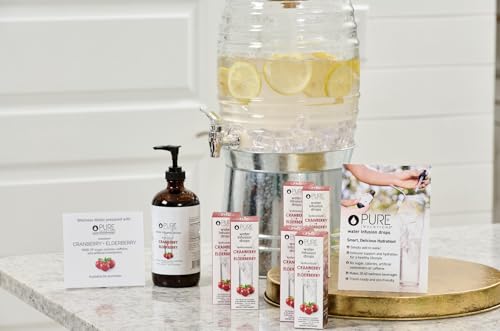 Image of Pure Inventions Water Enhancer Drops - Refreshing and Delicious - Antioxidants, Electrolytes - No Sugar, Calories, or Artificial Sweeteners - Cranberry Elderberry (16oz)