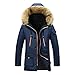 XWLY Coton Vêtements Homme Automne Hiver Longueur Moyenne Épaississement Homme Froide Veste Coupe Slim Détachable Chapeau Couleur Contraste Zip Plein Air Coupe-Vent Chaud Hiver Veste C-Navy 4XL