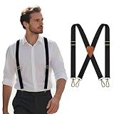 Nfijnlt Suspenders for Men Heavy Duty Elastic, 1.5 Inches Mens Suspenders for Jeans, Adjustable Work X-Back Men's Suspender for Dress Pants