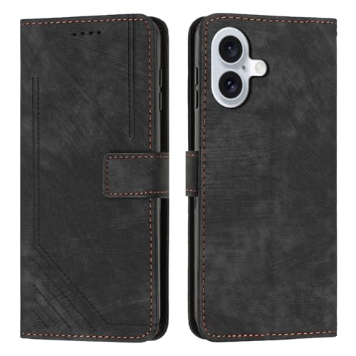 Protection téléphone iPhone 16 étui portefeuille rabat noir