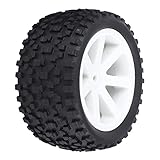 4 Piezas 1/10 RC Cami¨®n neum¨¢Tico de Goma RC Monster Truck Ruedas Delantera y Trasera para Varios Tipos de Coches RC(Blanco)